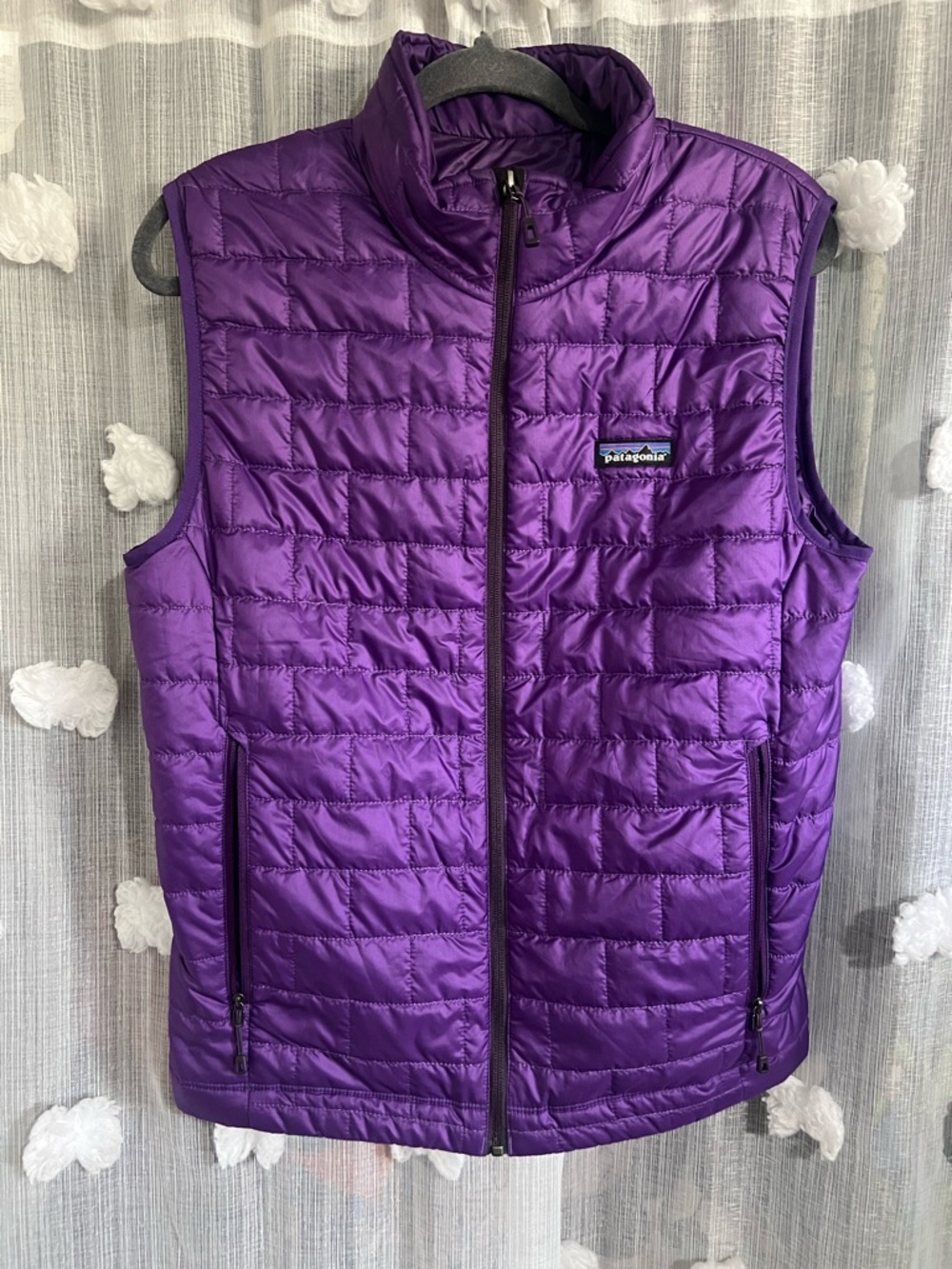 Patagonia Purple Quilted Puffer Vest with Patch Logo